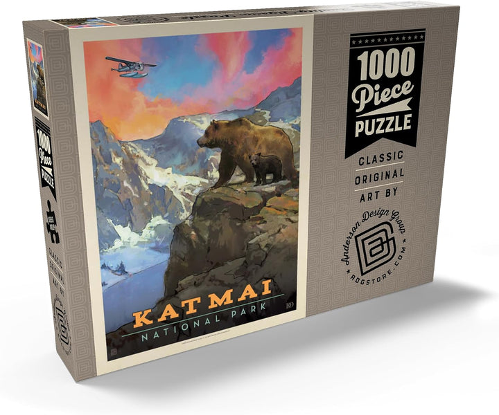 Katmai National Park: Mountain View, Vintage Poster - Premium 1000 Teile Puzzle - MyPuzzle Sonderkol