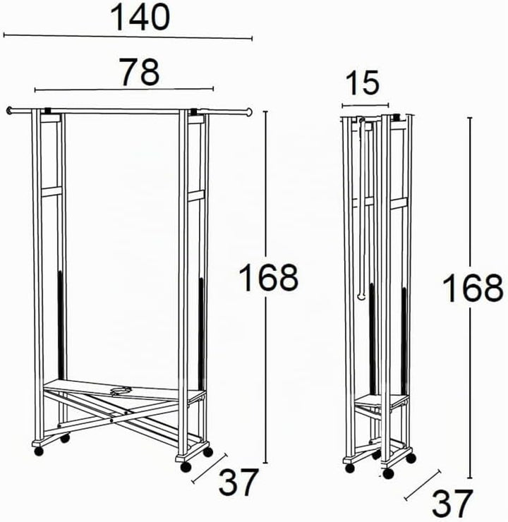 Arredamenti Italia Garderobe ELIOS, Holz - Klappbar - Ausziehbar - Farbe: Kirsche Holz AR-It il Cuor