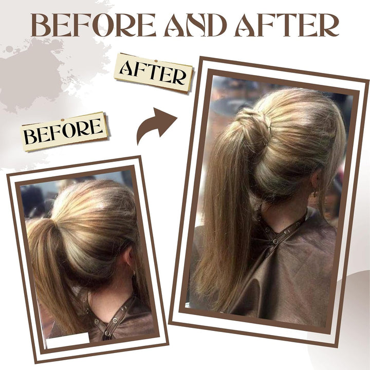 Hetto Ponytail Extension Echthaar Mittelbraun zu Warmblond Balayage 35cm 70g - Volles Pferdeschwanz