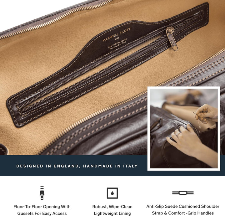 Maxwell Scott - Luxus-Reisetasche, 38 L, Kabinengrösse mit doppelter Öffnung vom Boden bis zum Boden