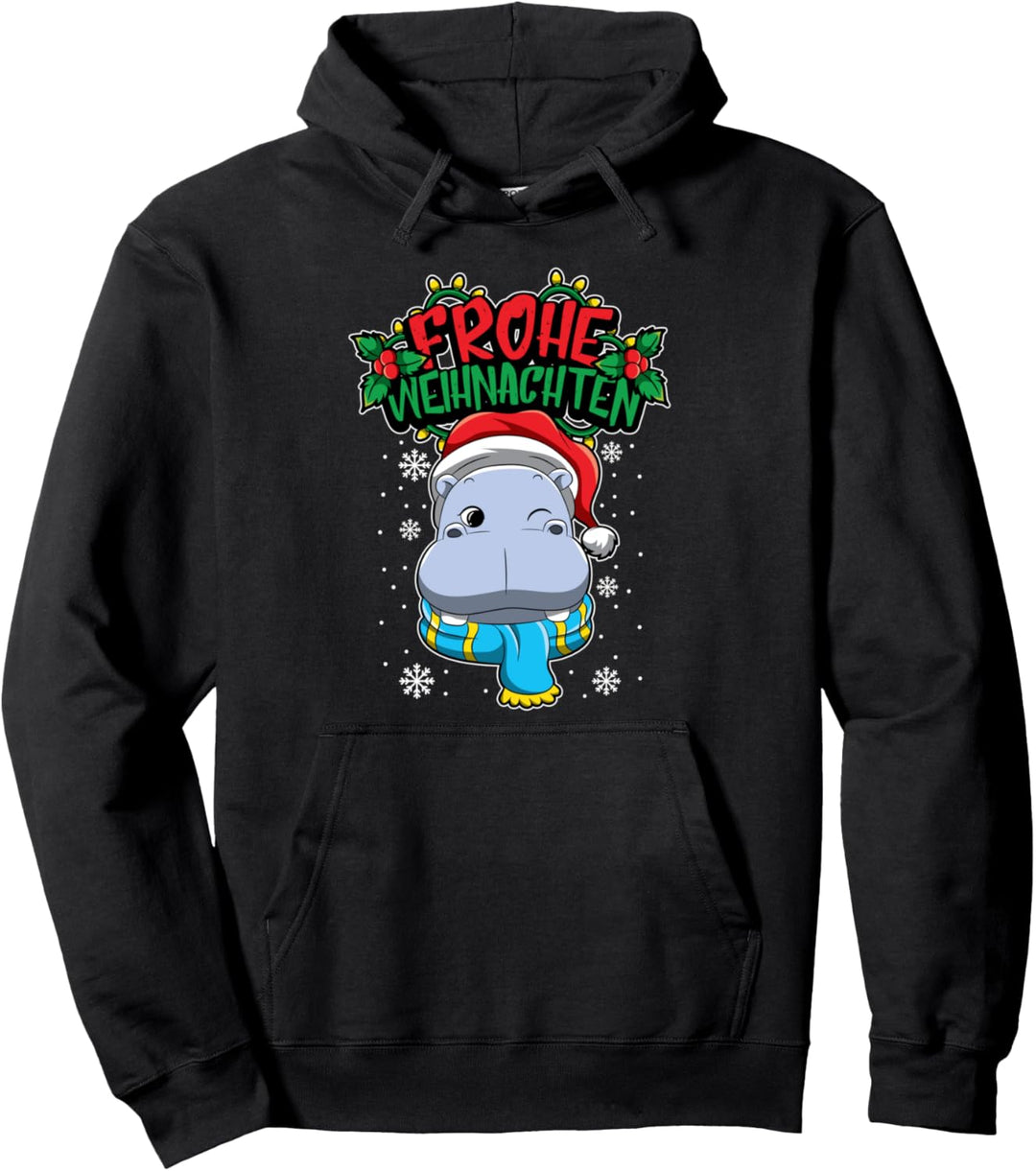Frohe Weihnachten - Weihnachtstiere - Nilpferd Flusspferd Pullover Hoodie