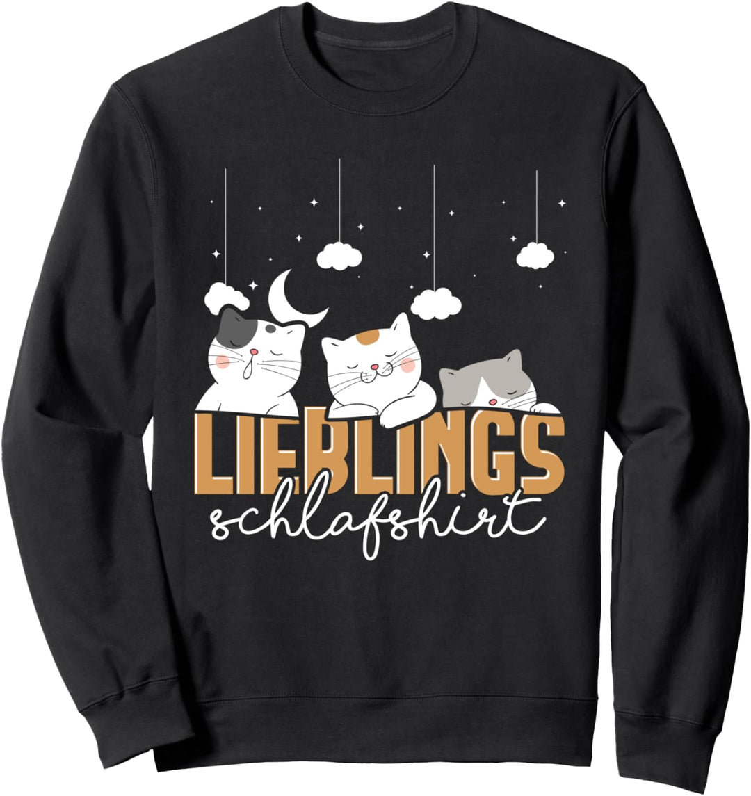Faulenzer Haustier Nachteule Lieblings Schlafshirt Katze Sweatshirt