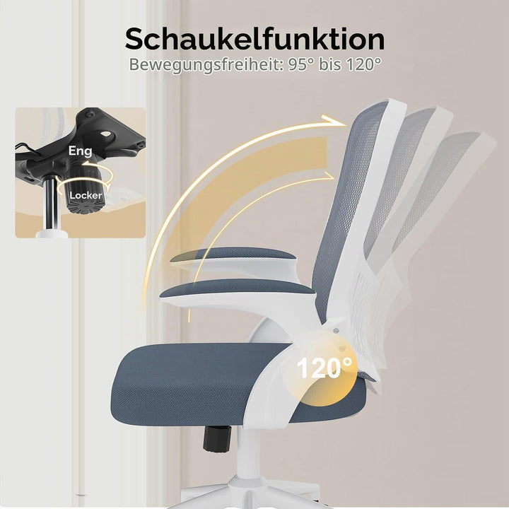 naspaluro Ergonomischer Bürostuhl, Schreibtischstuhl mit 90° Klappbaren Armlehnen, Einzigartige Lend