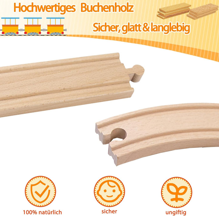 Holzeisenbahn Schienenset, Kompatibilität mit Allen Holzeisenbahn Zubehör und Holzschienen, robust l