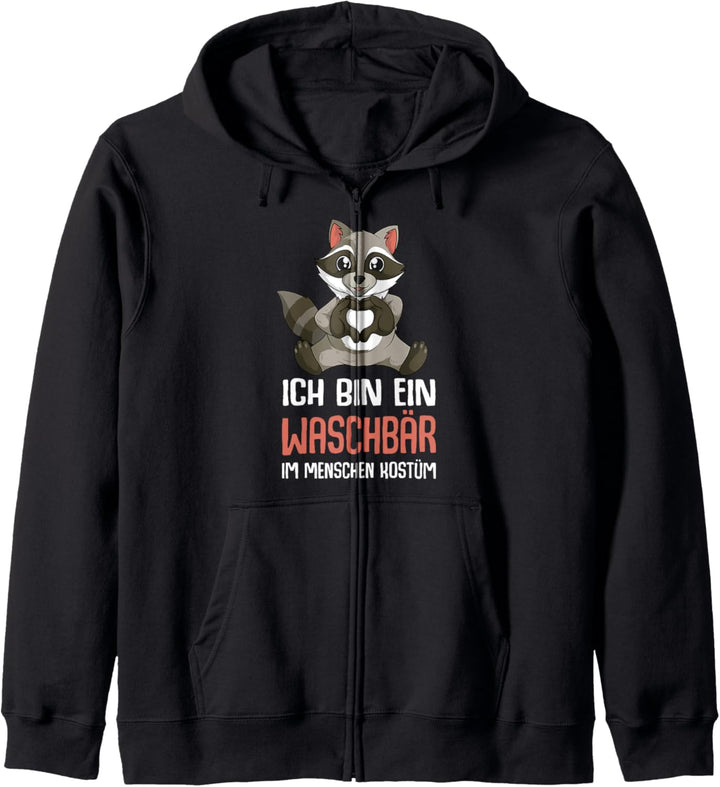 Waschbär Kostüm Kinder Mädchen Damen Kapuzenjacke
