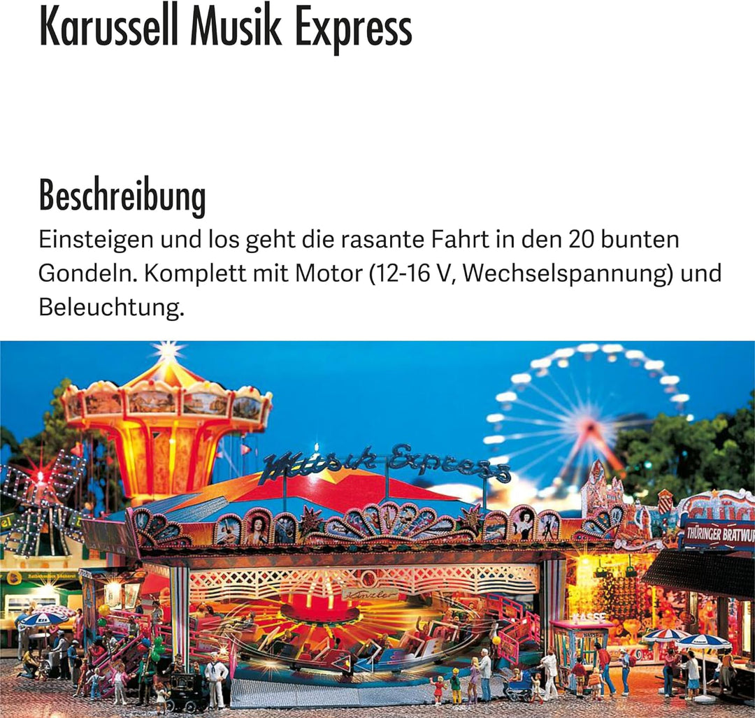 FALLER Karussell Musik Express Modellbausatz mit 281 Einzelteilen 208 x 199 x 93 mm I Modelleisenbah