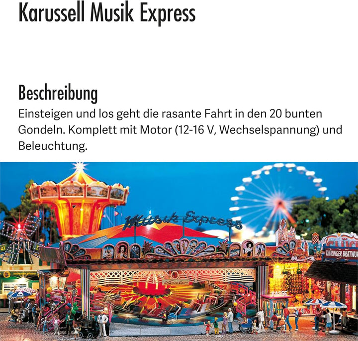 FALLER Karussell Musik Express Modellbausatz mit 281 Einzelteilen 208 x 199 x 93 mm I Modelleisenbah