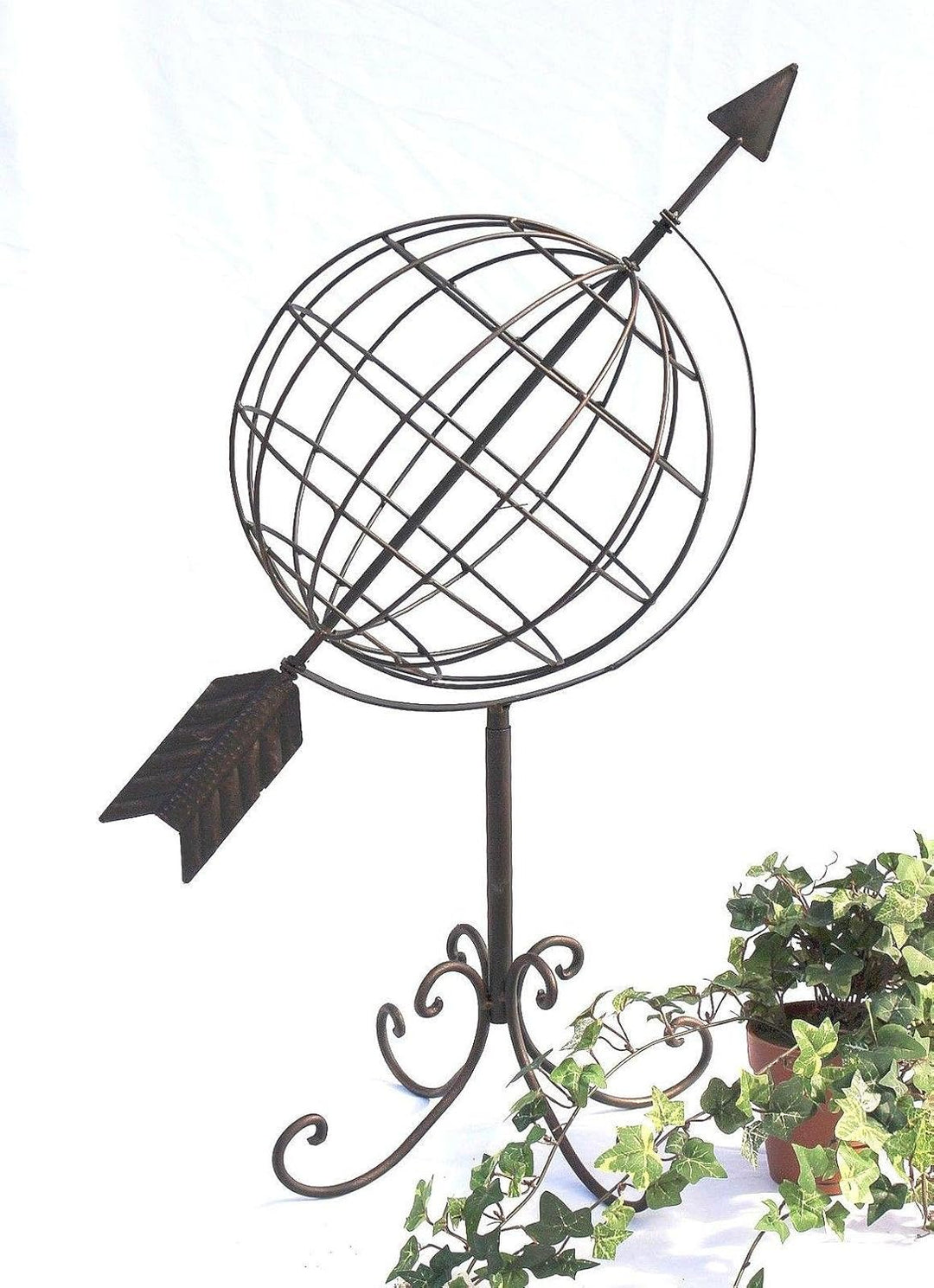 DanDiBo Sonnenuhr Garten Metall Globus 101806 Modern Stehend Sonnenuhr aus Schmiedeeisen 72 cm Garte