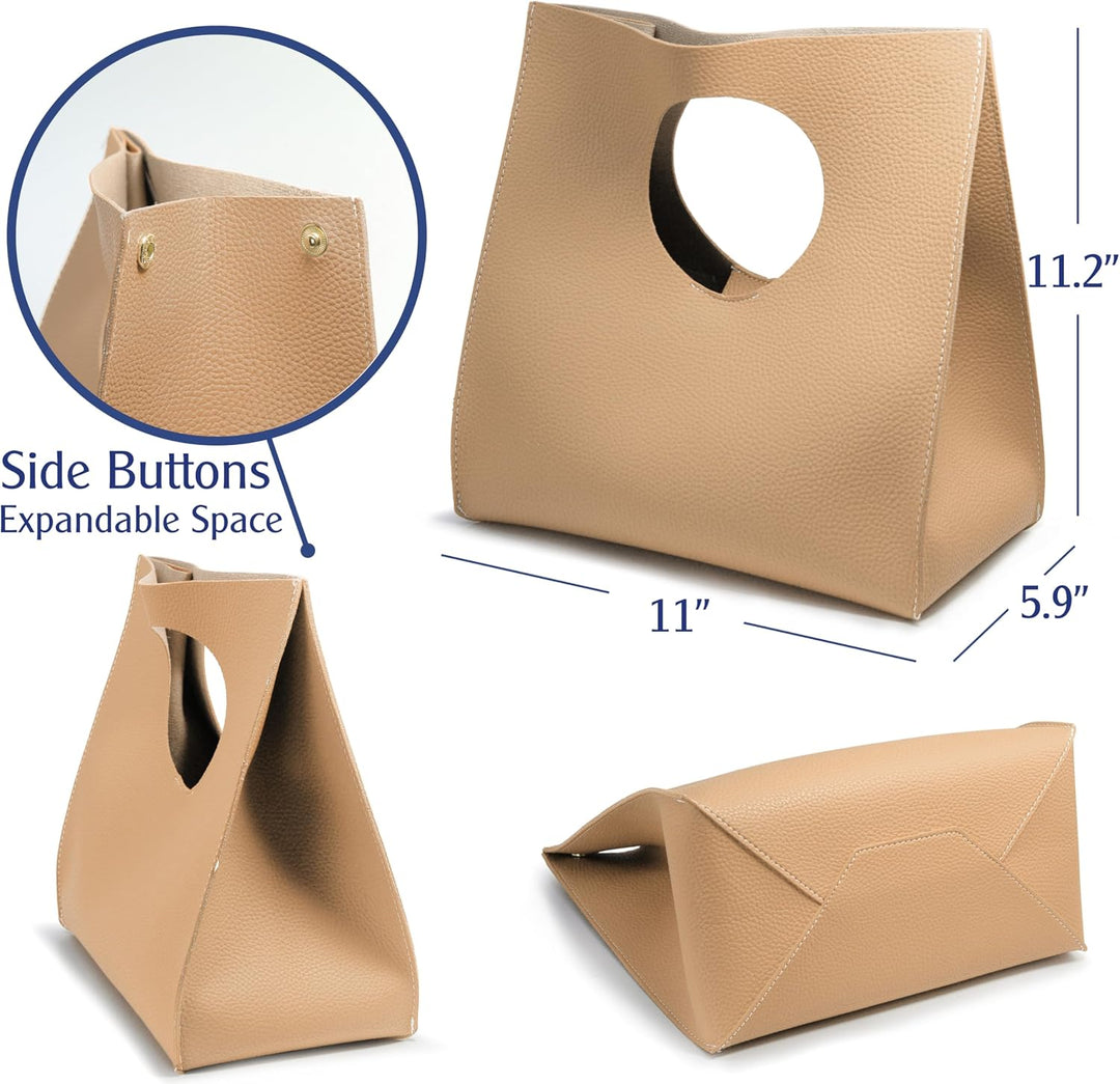 Hoxis Handtasche im minimalistischen Vintage-Stil, weiches PU-Leder, Clutch, kleine Tragetasche Haut