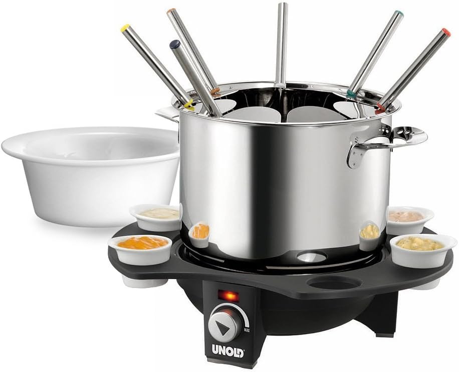 UNOLD Fondue-Elegance, Fondue-Set, Wechseltopf (Edelstahl/Keramik), Zubehör, für 8 Personen, 48645