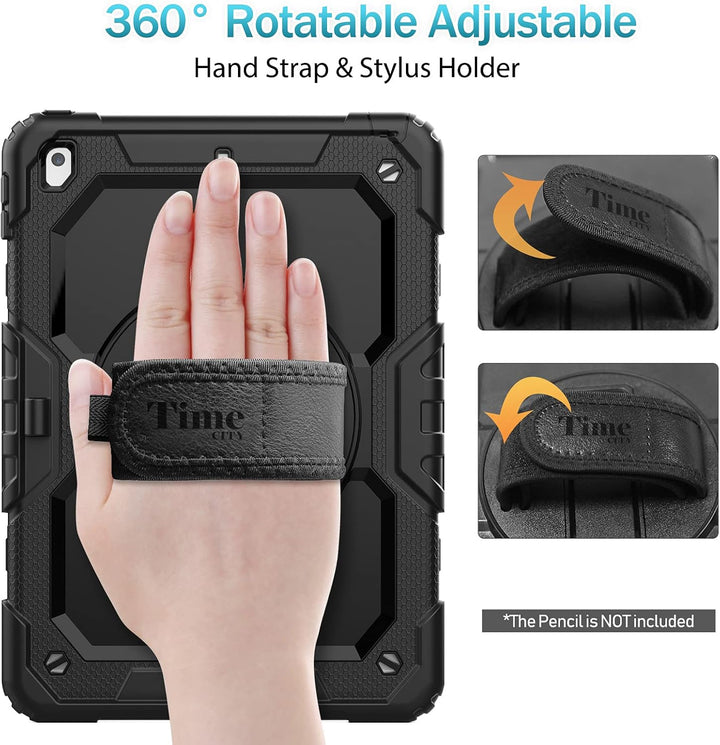 Timecity Hülle für iPad 9./8./7. Generation,iPad 10.2 Zoll Stossfest Robuste mit Displayschutz 360°-