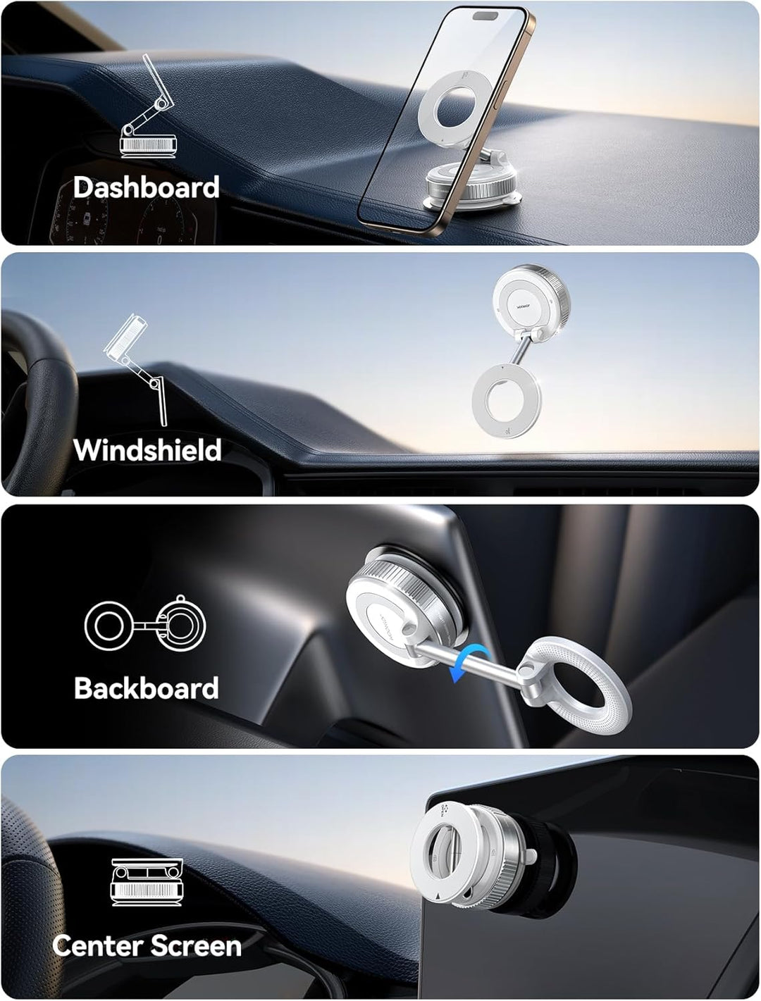 JOYROOM Vakuum Handyhalterung Auto Magnet Faltbar, Saugnapf Handy Halterung Auto Magsafe mit 360° Ve