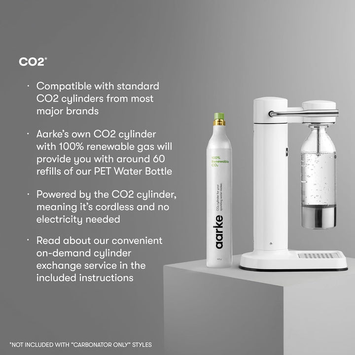 Aarke Carbonator 3, Wassersprudler aus Edelstahl mit BPA-frei Flasche, Weiss Finish