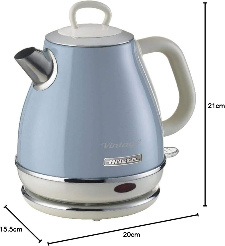 Ariete Vintage Wasserkocher 2868, Retro Elektrischer Wasserkocher mit Kabellosem 360°-Sockel, Abscha