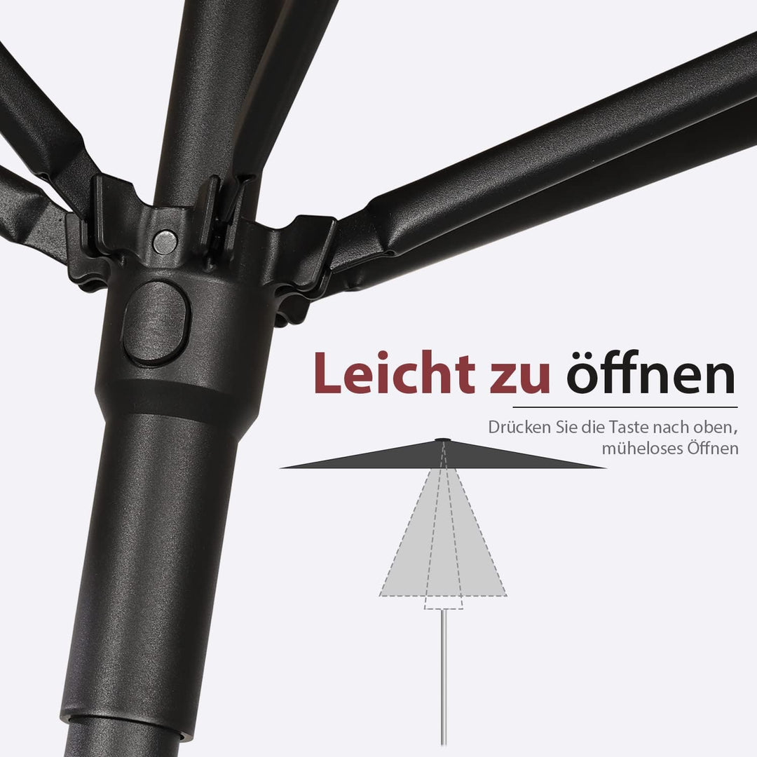 Sekey® 180×130cm Sonnenschirm für Balkon, Terrasse& Garten,Windfest Kippbar Grau UPF 50+ Rechteckig