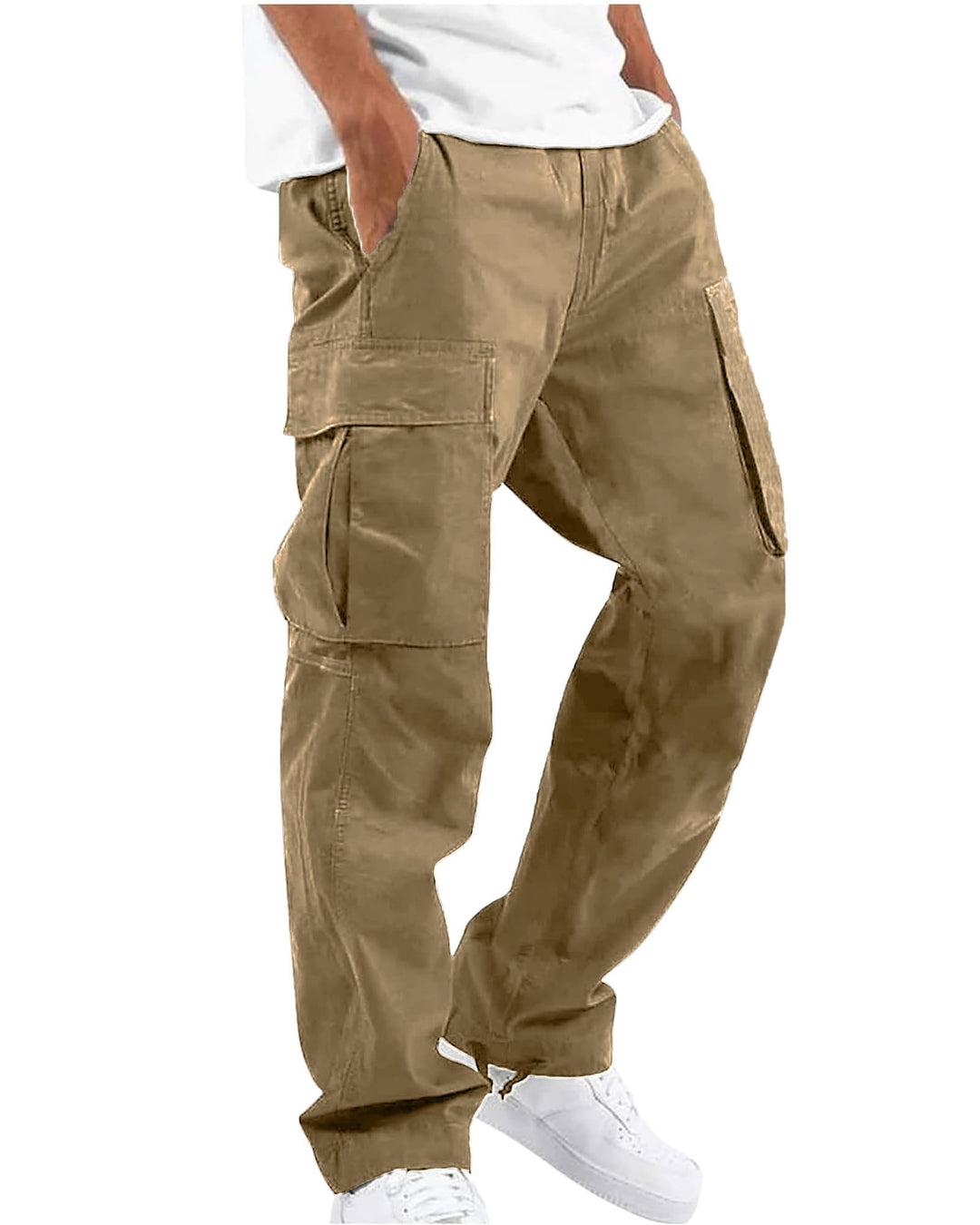 YAOHUOLE Herren Hose Lang Rangerhose Herren Hose Lang Regular Fit mit Taschen Elastischer Bund S 01