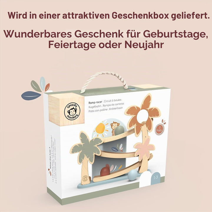 Speedy Monkey SP1019 Rampenbahn 35,6x11,6x34cm bunt, Holz Spielzeug für Kinder, Liebevolle Details-t