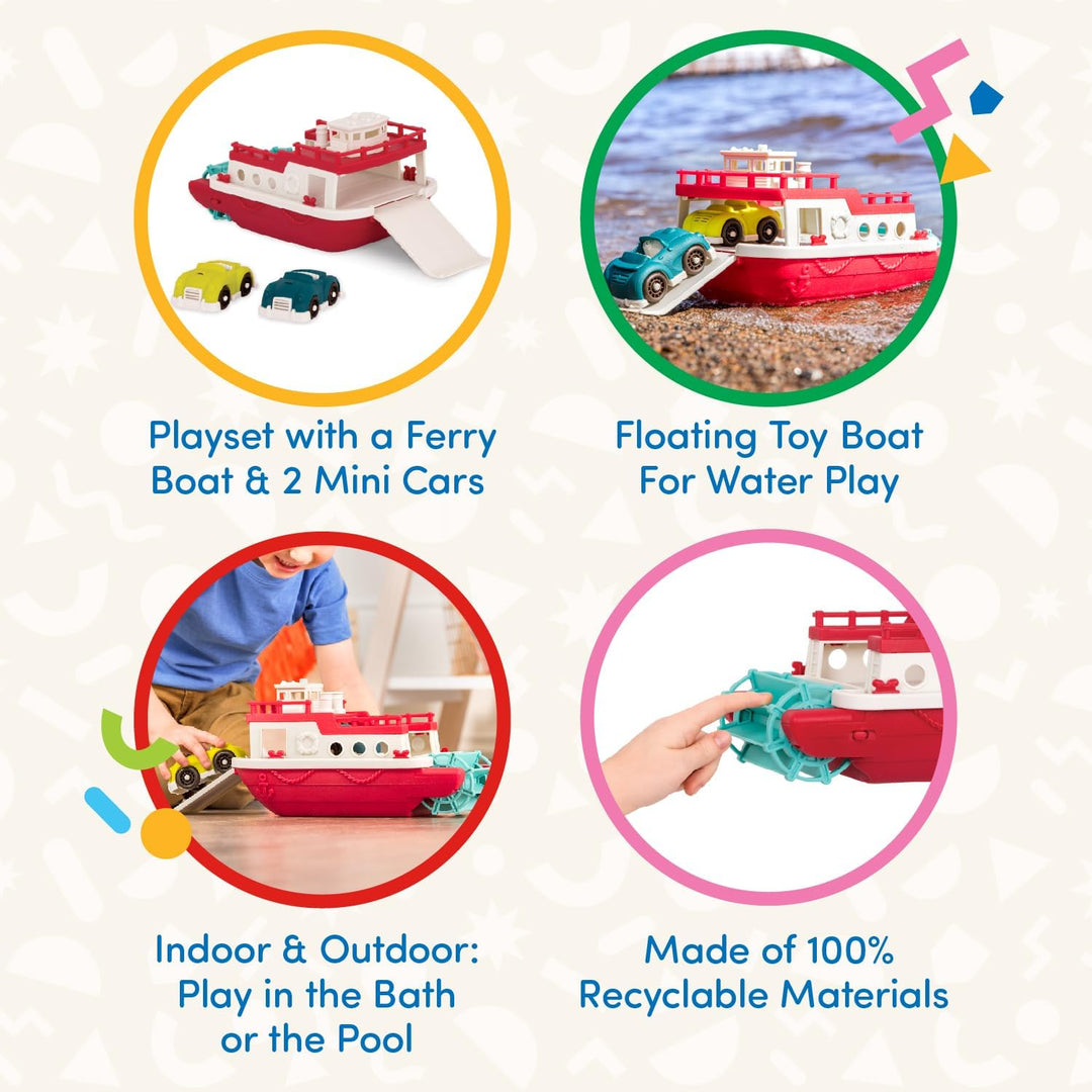 Battat – Fährschiff – Spielzeug-Fährschiff &amp; Autos – 2 Mini-Spielzeugautos – Pretend Play Spielzeug