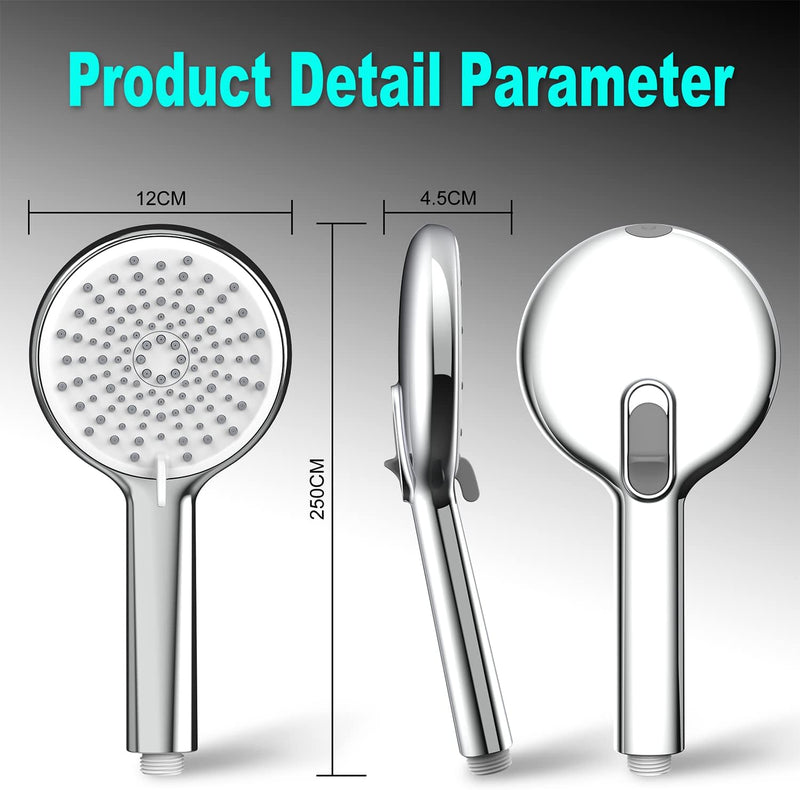 HONBOO Duschkopf mit Wasserstop, Grossem Brausekopf Dusche mit Duschkopf Absperrventil, Handbrause m