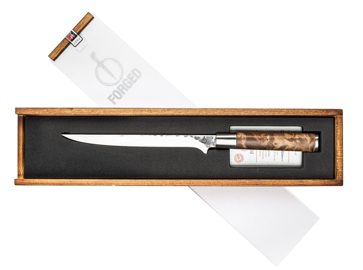 Forged VG10 Fischfiletiermesser, 18cm, handgefertigt, in Holzkiste