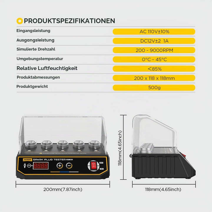 AUTOOL SPT360 Auto Zündkerze Tester, Kfz Zündkerzendetektor Zündkerzen-Systemanalysator mit 5 einste
