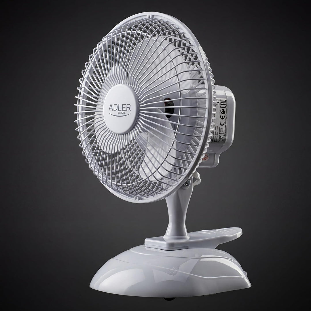 Adler AD 7317 Tischventilator mit Clip, Tragbarer, Klingen Durchmesser 15cm, 2 Geschwindigkeitsstufe