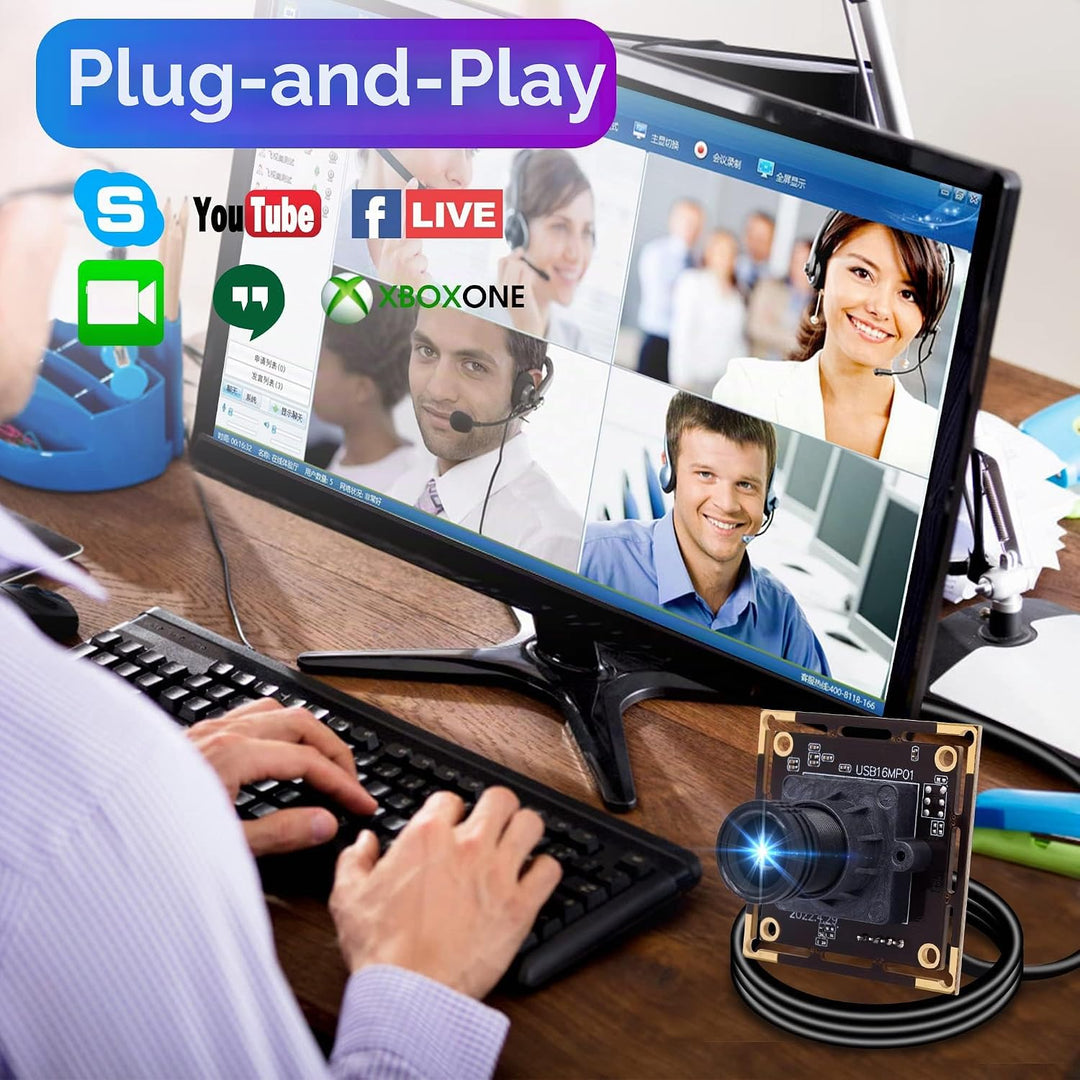 ELP 16MP USB-kameramodul Ultra HD 3496P USB-Kamera mit IMX298 Bildsensor Webcam, Plug and Play Embed