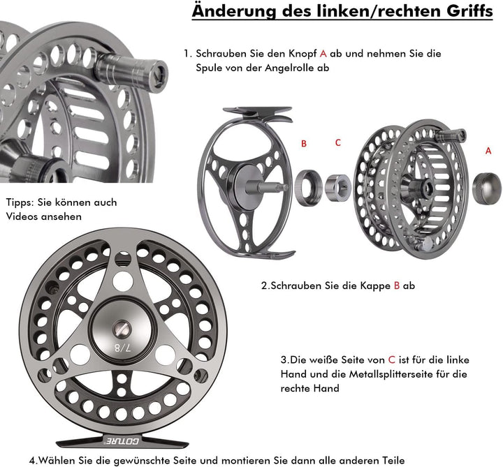 Goture Fliegenrolle Fliegenfischen Rollen wasserdicht 2+1BB 3/4 5/6 7/8 9/10 Aluminum Legierungskörp