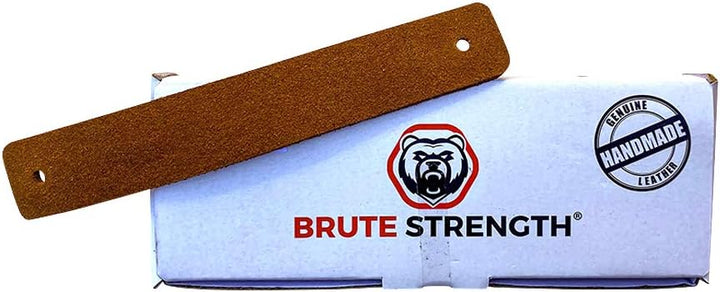 Brute Strength - Ledergriffe für Möbel - Wildleder - Cognac - 4 Stück - 16,5 x 2,5 cm - Schrankgriff