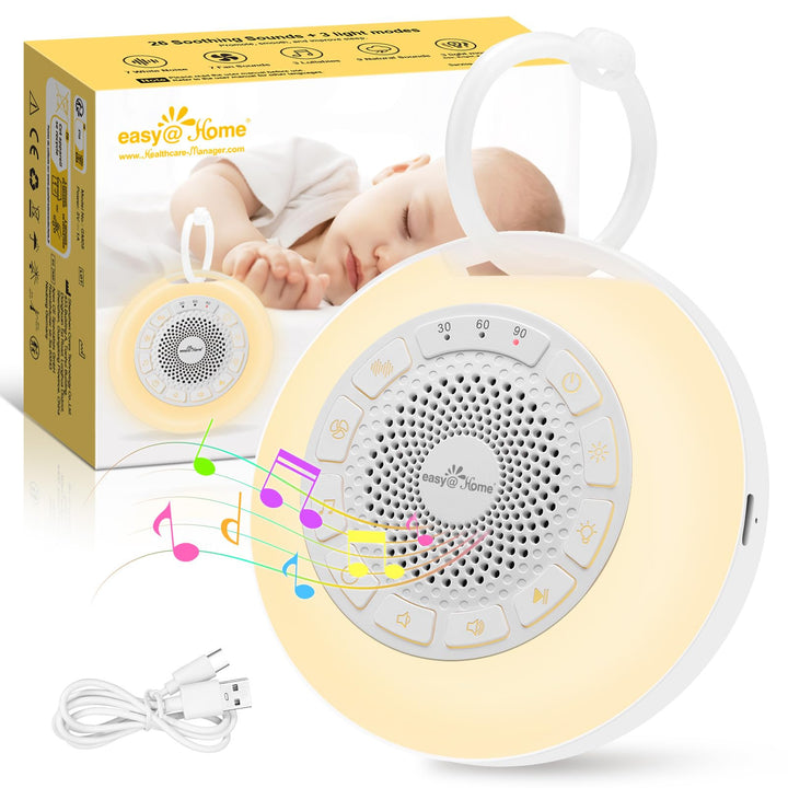 Easy@Home White Noise Machine: Tragbare Einschlafhilfe Babys mit weissem Rauschen | Nachtlicht | 26