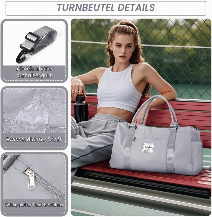 HYC00 Sport Duffel Bag Damen Handgepäck Sporttasche für Damen und Herren mit Nassfach &amp; Schuhfach, R