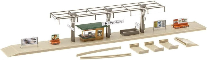 FALLER 120188 - Bahnsteig mit Kiosk, 53 mm