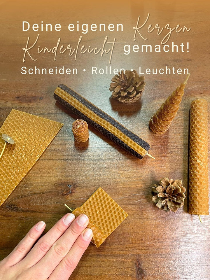 Wachsmann 20 Bienenwachsplatten aus Deutschland, karamell, Wachsplatten 20 x 15 cm, Bienenwachs Kerz
