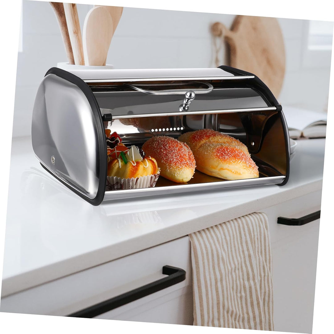 TOPBATHY Home Andenkenbox Edelstahl Brotbox mit Rolldeckel Küche Brot Aufbewahrungsbehälter Behälter