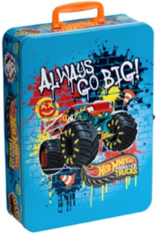 Theo Klein 2557 Hot Wheels Monster Truck Sammelkoffer aus Metall | Koffer für bis zu 8 Autos (1:64)