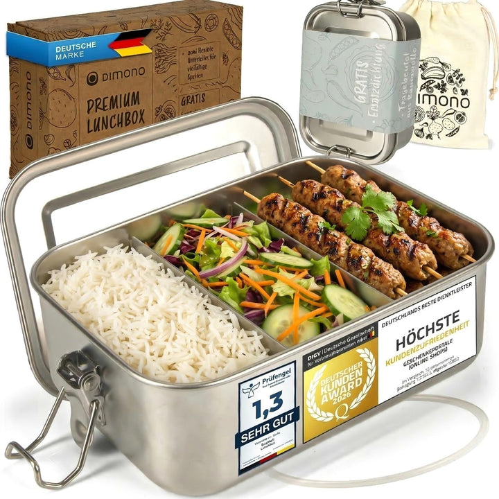 Dimono® Lunchbox Brotdose 2400ml Auslaufsichere Bento-Box Brotzeit-Dose aus Edelstahl; Wasserdichte