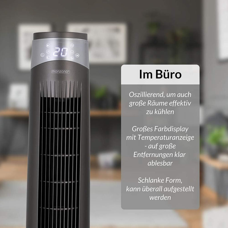 Monzana Turmventilator mit Fernbedienung 120cm Timer 3 Modi 90° Oszillation Säulenventilator Standve