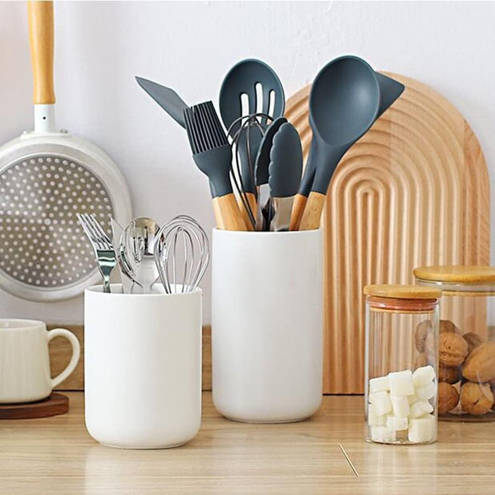 OnePine Küchenutensilienhalter Keramik, Utensilienhalter in Modernem Design, Besteckhalter Für Gabel