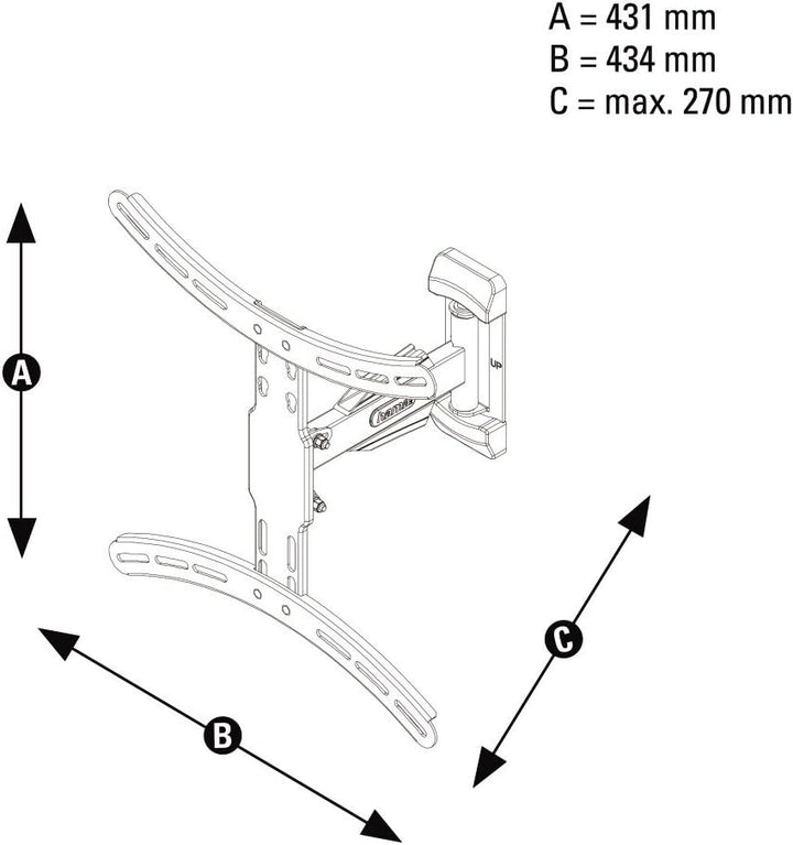 Hama TV-Wandhalterung Fullmotion, neigbar, schwenkbar (vollbeweglich), 81 bis 165 cm Diagonale (32 b