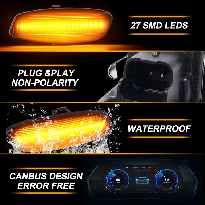 Blinker Seitenblinker für Peugeot 207 308 3008 5008 RCZ Citroen C4 Picasso C3 DS3 C4 DS4 C5, LED Sei