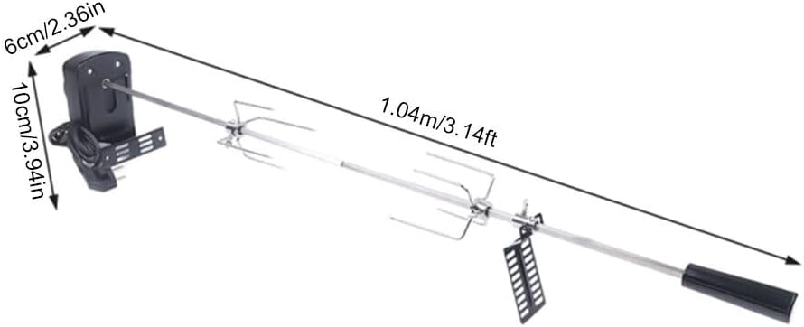 BBQ Grillspiess Edelstahl Motor Drehspiess geeignet für gleichmässiges Grillen von Fleisch und Gemüs
