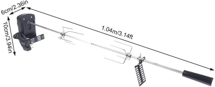 BBQ Grillspiess Edelstahl Motor Drehspiess geeignet für gleichmässiges Grillen von Fleisch und Gemüs