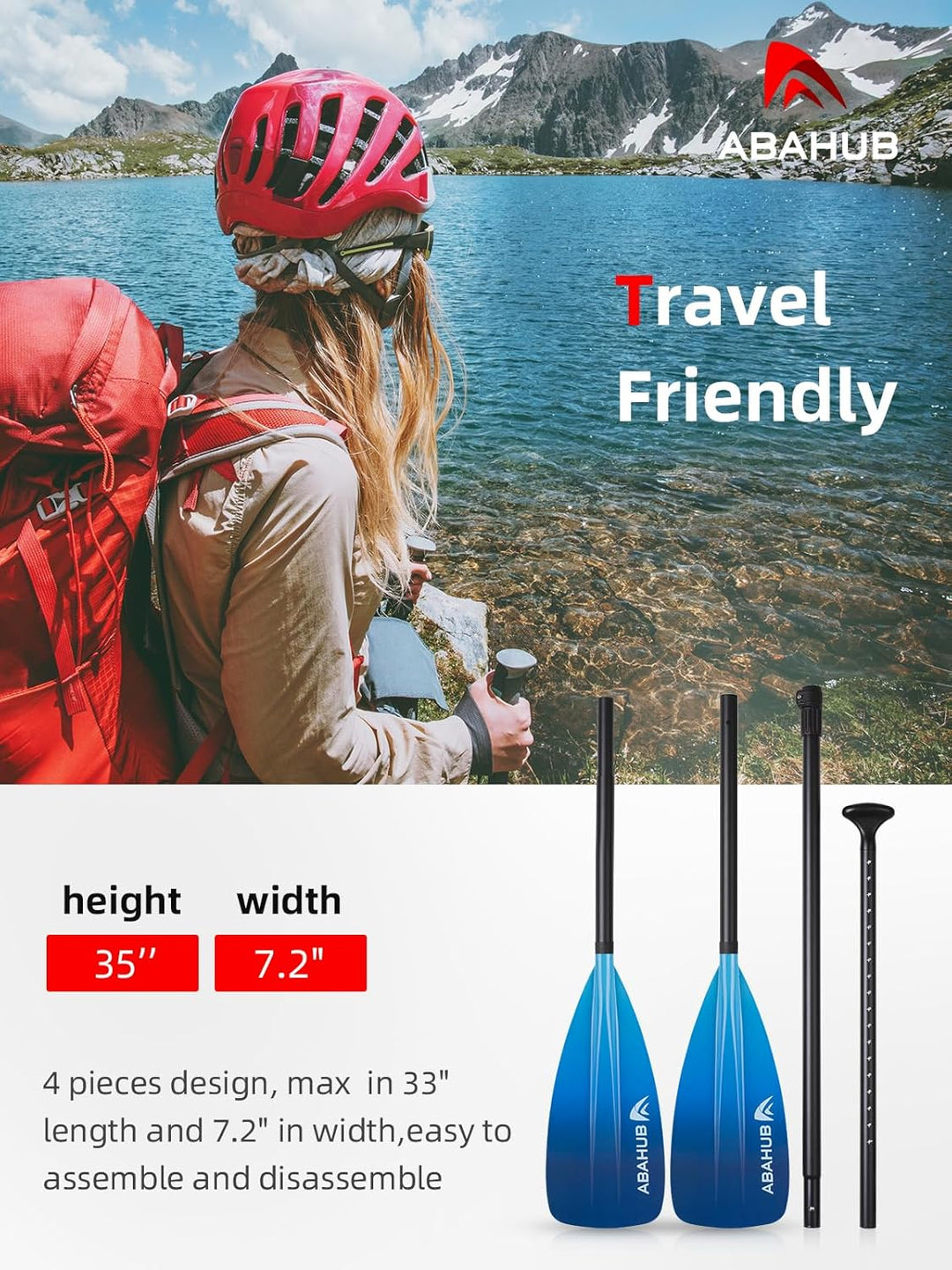 Abahub 2 in 1 Sup Kajak Paddel Aluminium Einstellbares Stand Up Paddle für Paddleboard, Aluminiumleg