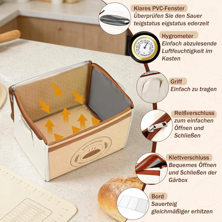 Brot Gärbox Sauerteig, Dreiseitenheizung Gärbox mit Heizung für Sauerteig Teiggärbox mit Thermostat