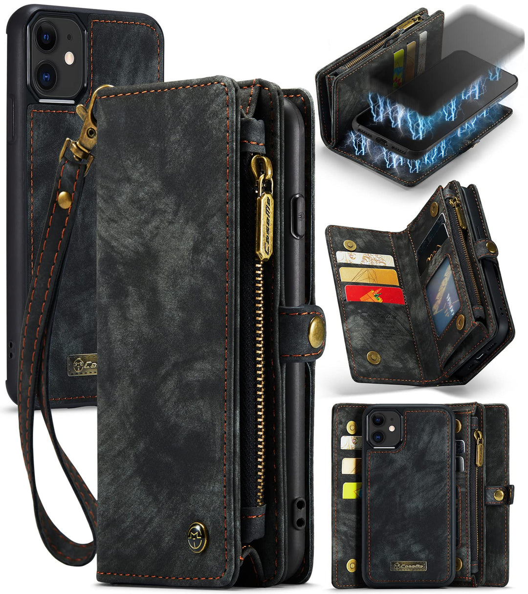 UFinetech 2-in-1 iPhone 11 Hülle Tasche Design Flip TPU Bumper Leder Abnehmbar Flexibel Magnetische