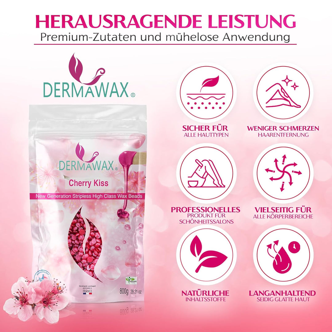 Dermawax Vegan Hartwachs Waxing Perlen zur Haarentfernung Brazilian Waxing Gesicht Intim Beine Bikin