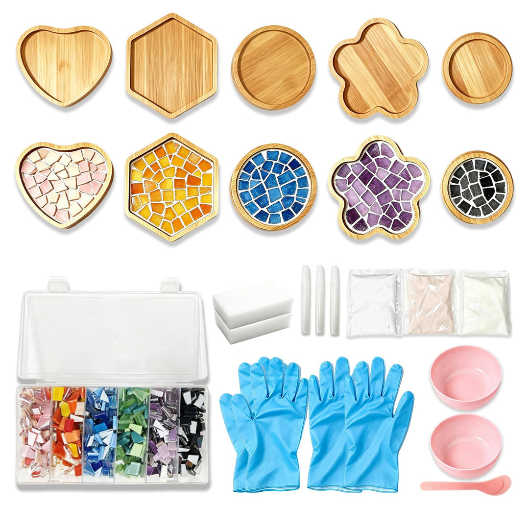 NlsqEU 5 Stück Mosaik Bastelset, DIY-Mosaik-Untersetzer Für Erwachsene, Kreatives Basteln, Geburtsta