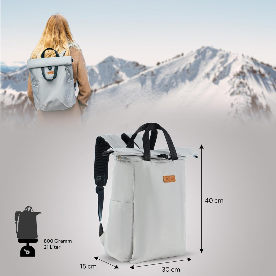 RANZN Rucksack Damen u. Herren | Schlicht und Durchdacht | für Uni Reisen Freizeit Arbeit | mit Lapt