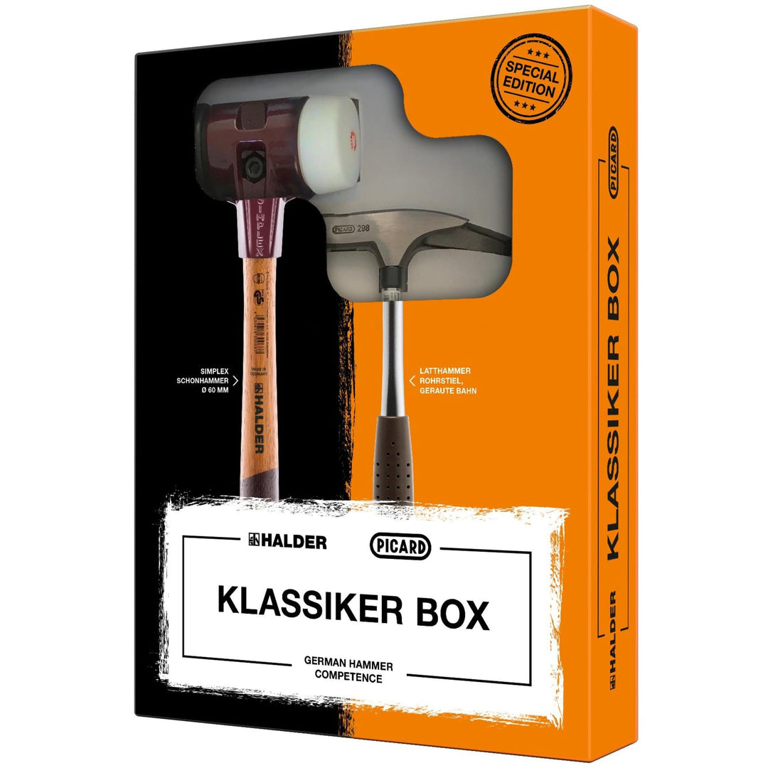 HALDER Klassikerbox, SIMPLEX-Schonhammer, Gummikomposition/Superplastik und PICARD Latthammer | 3027