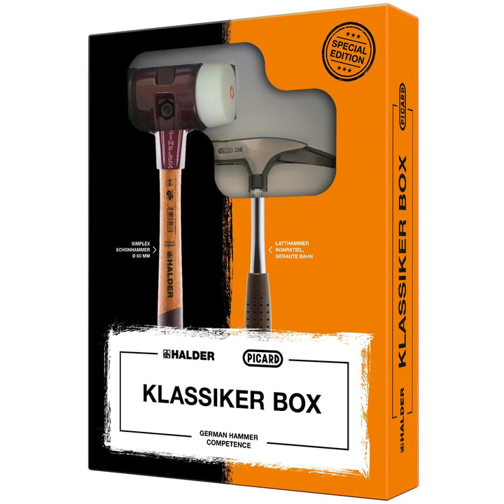 HALDER Klassikerbox, SIMPLEX-Schonhammer, Gummikomposition/Superplastik und PICARD Latthammer | 3027